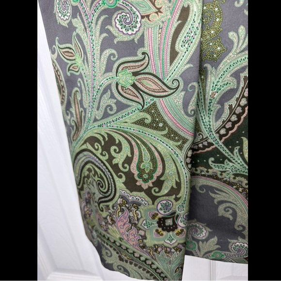 ETRO Italy Paisley Skirt Wool Silk Gray Green Purple designer Italian A-Line - Picture 5 of 13